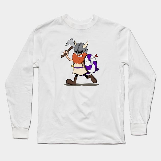 Viking Berserker Cartoon (Player 6 / purple version) Long Sleeve T-Shirt by Koyaanisqatsian